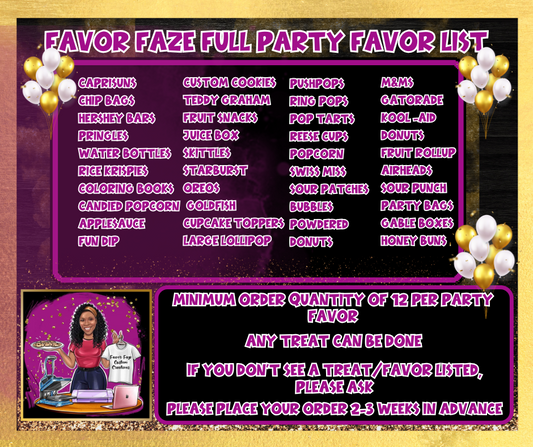 Custom Party Favors- FILLED