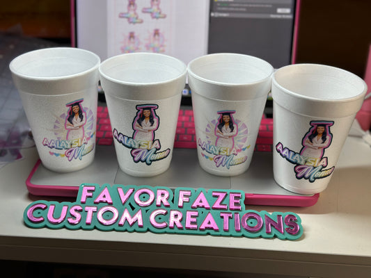 Custom Foam Cups- SOLD BY THE DOZEN ONLY